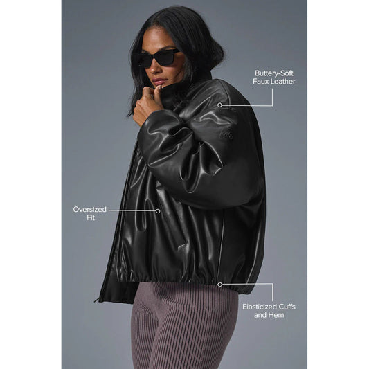 ALO Crop pleather bomber  jacket