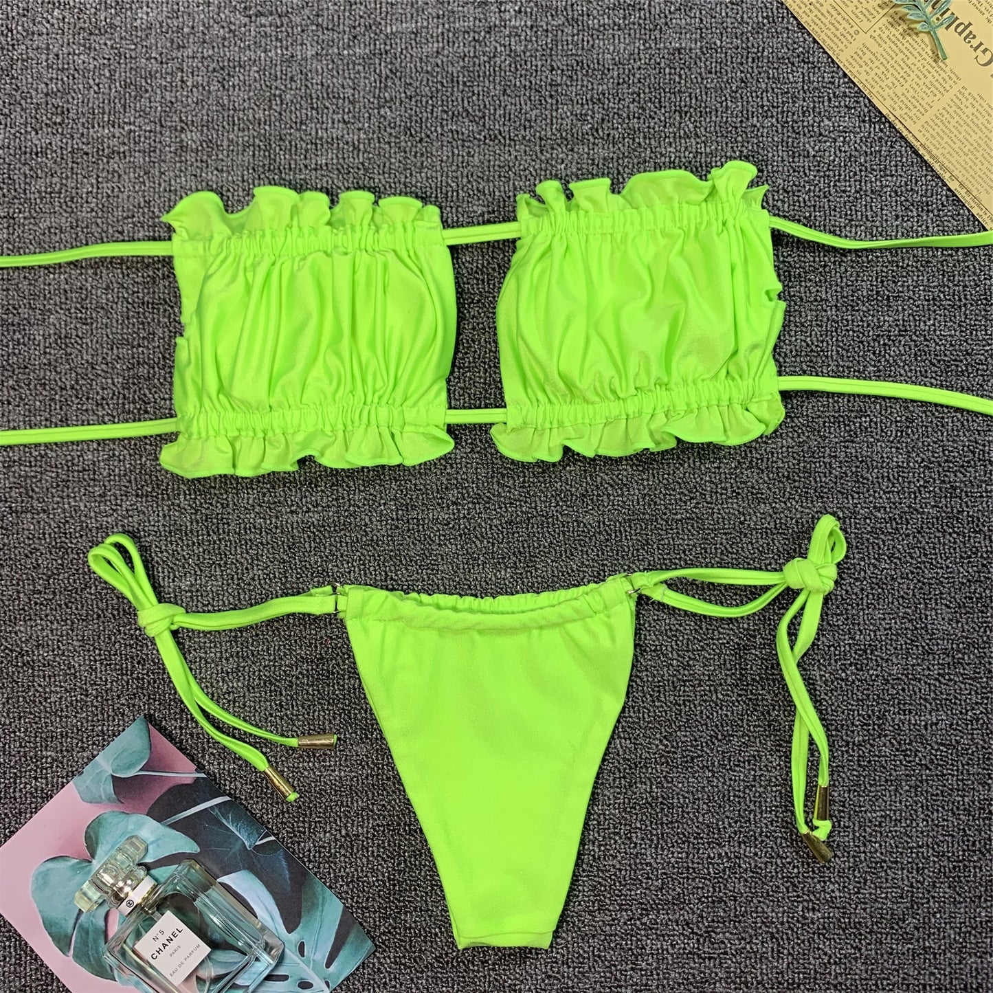 Pleated Boob Tube Bikini