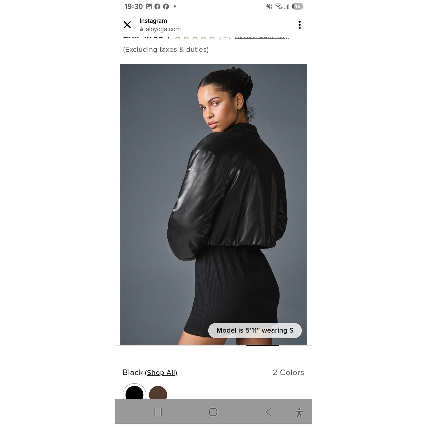 ALO Crop pleather bomber jacket