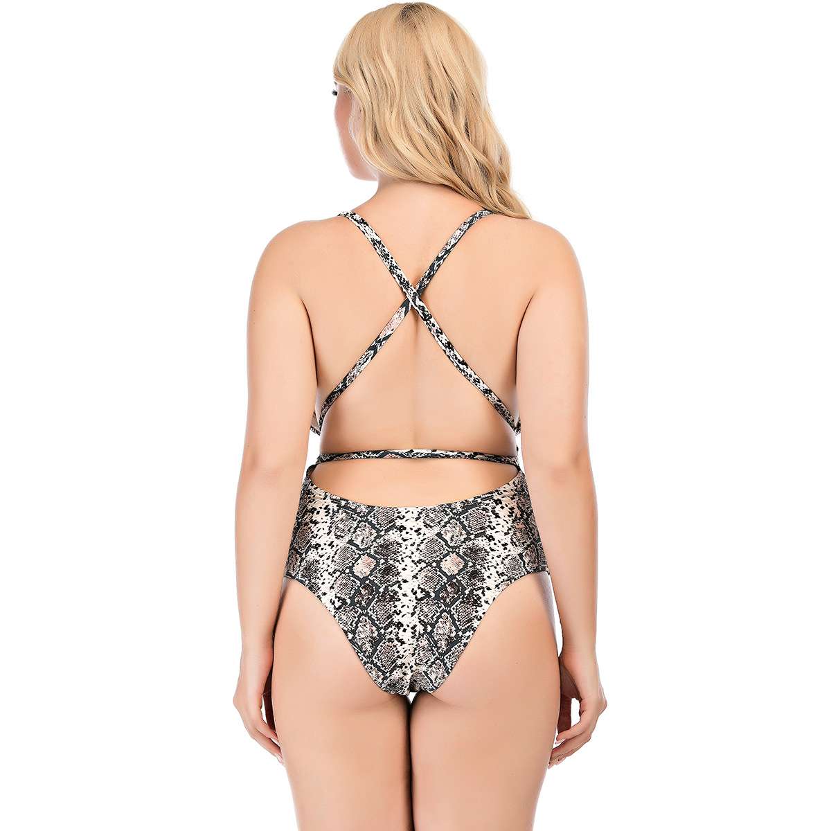 Snakeskin Plunging Swimsuit