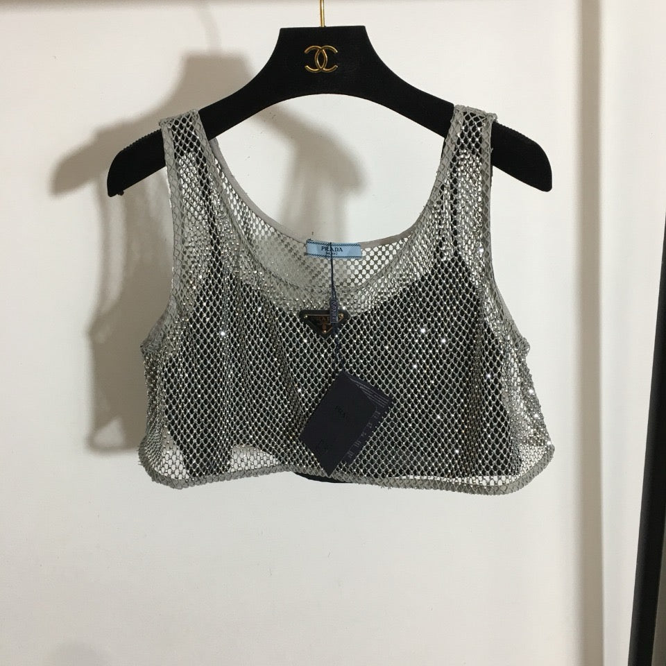 PR Crop Diamanté Top