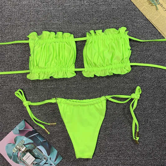 Pleated Boob Tube Bikini
