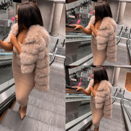 ESPRESSO, VANILLA Faux Fur Crop Jacket